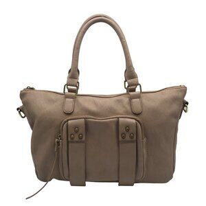 She+Lo Tan Pebbled Leather Shoulder Bag